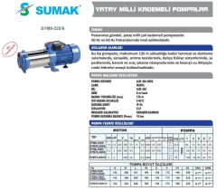 Sumak SYMT8 300/8 Yatay Kademeli Sessiz Pompa 3 HP