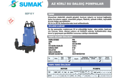 Sumak SDF15Y Plastik Drenaj Dalgıç Pompa 1.5 HP - 21 mss