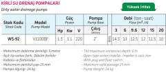 Water Sound V1100BF Foseptik Pompası