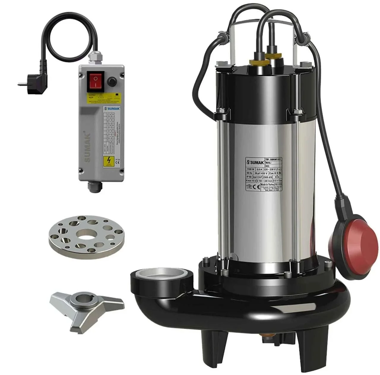 Sumak SBRM 15/2 Bıçaklı Foseptik Dalgıç 1,5 HP