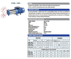 Sumak SYMT 6-150/8 Yatay Milli Kademeli Pompa Trifaze (380V) 1.5HP