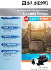 ALARKO SRM 306 - 1.5 HP 220V YATAY PASLANMAZ ÇELİK KADEMELİ