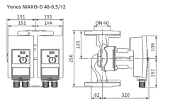 Wilo Yonos Maxo D 40/0,5-12 İkiz Sirkülasyon Pompası - DN40 - 25 cm
