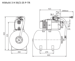 Wilo HiMulti 3 H50-25P /Hid. 50 Lt. 4 Kat - 4 Daire - 0,75Hp
