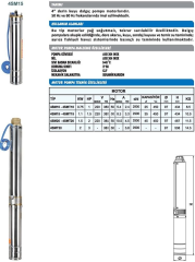 Sumak 4Smt20 - 4'' Tek Dalgıç Motoru - 2 HP (1.5 KW) - Trifaze