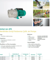 Wilo Jet SPS 4-47 Paslanmaz Jet - 1.3 Hp