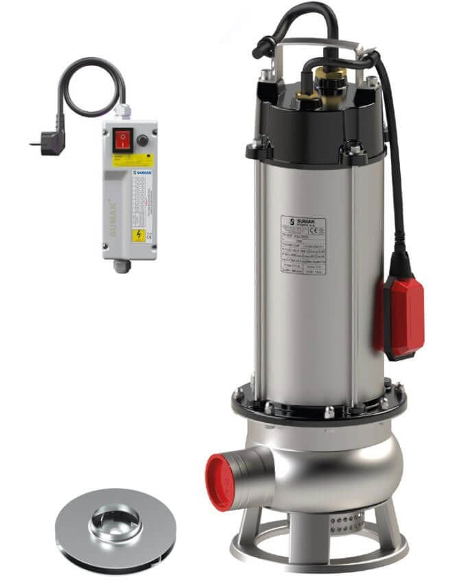 Sumak SDF 30/2 İNOX Komple Paslanmaz Kirli Su Dalgıç Pompa 220 Volt 3 Hp 21.5 Mss