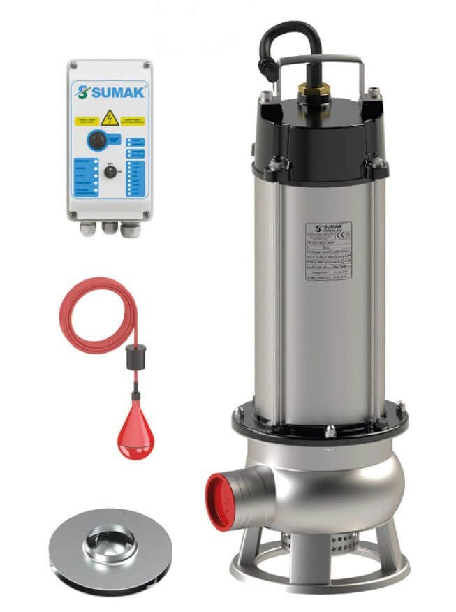 Sumak SDT 30/2 İNOX Komple Paslanmaz Kirli Su Dalgıç Pompa 380 Volt 3 Hp 21.5 Mss