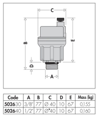 Caleffi Robocal Otomatik Hava Purjörü - 1/2'' - 115 °C -