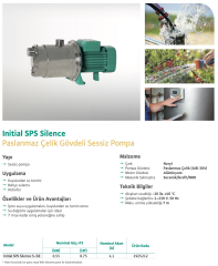 Wilo SPS Silence 5-58 Pas. Sessiz Pompa - 0,75 Hp