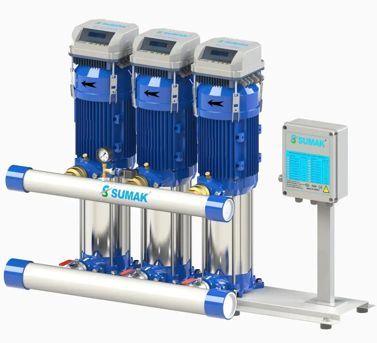 Sumak SHT16 C 550/5 Düşey Milli Kademeli Üç Pompalı Hidrofor 17 KAT 112 DAİRE