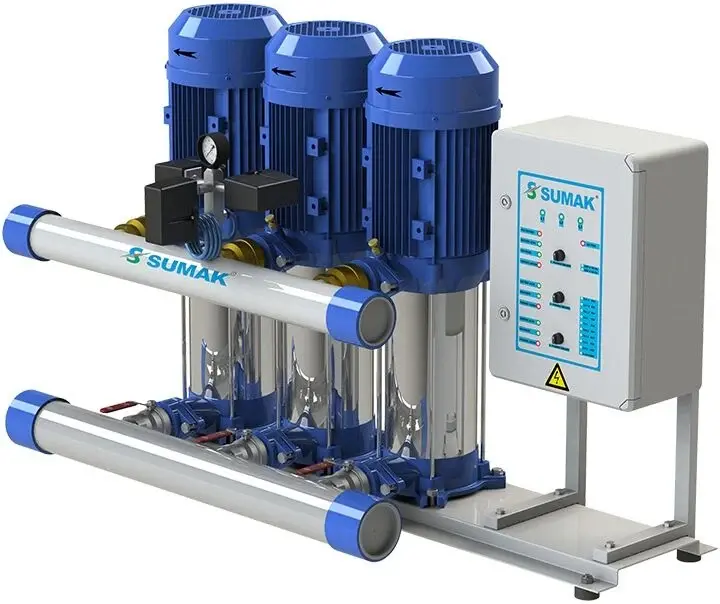 Sumak SHM6 C 100/6 Düşey Milli Kademeli Üç Pompalı Hidrofor 6 KAT 45 DAİRE