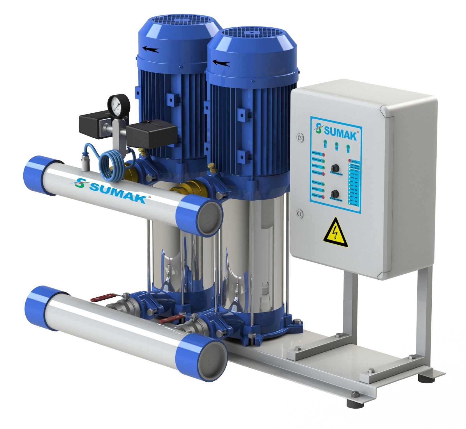 Sumak SHT6B-150/8 2x1,5 HP İki Pompalı Hidrofor 8Kat/30 Daire