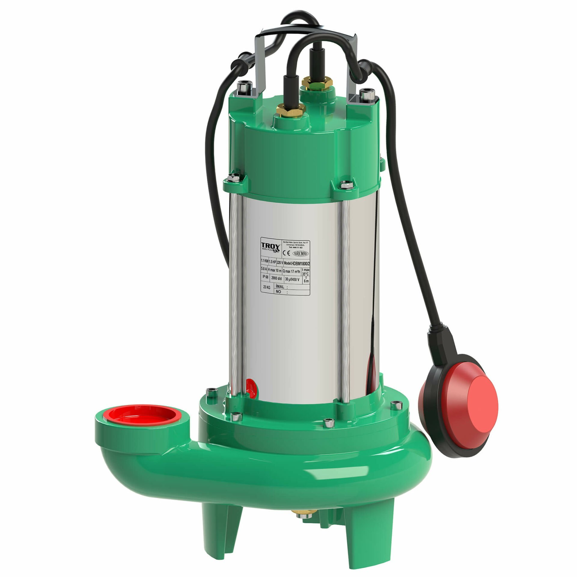 Troy HDBM 1800/2 Bıçaklı Foseptik Dalgıç Pompa 1100 Watt