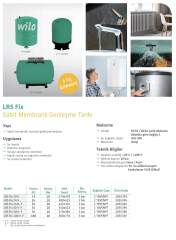 Wilo LRS Fix 100 V-F Dik Tank 10 Bar - 100 Litre