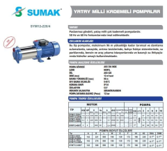 Sumak SYM12 300/6 Yatay Kademeli Sessiz Pompa 3 HP